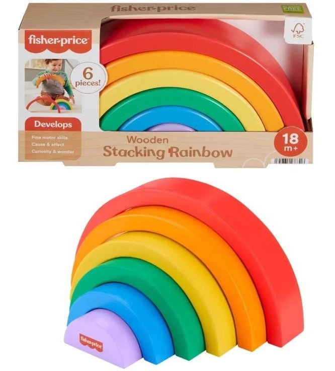 Fisher-Price Wooden Stacking Rainbow  Building Toy
