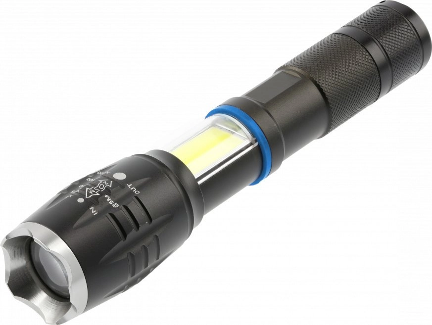 Led Flashlight Black Battery Operated 8W