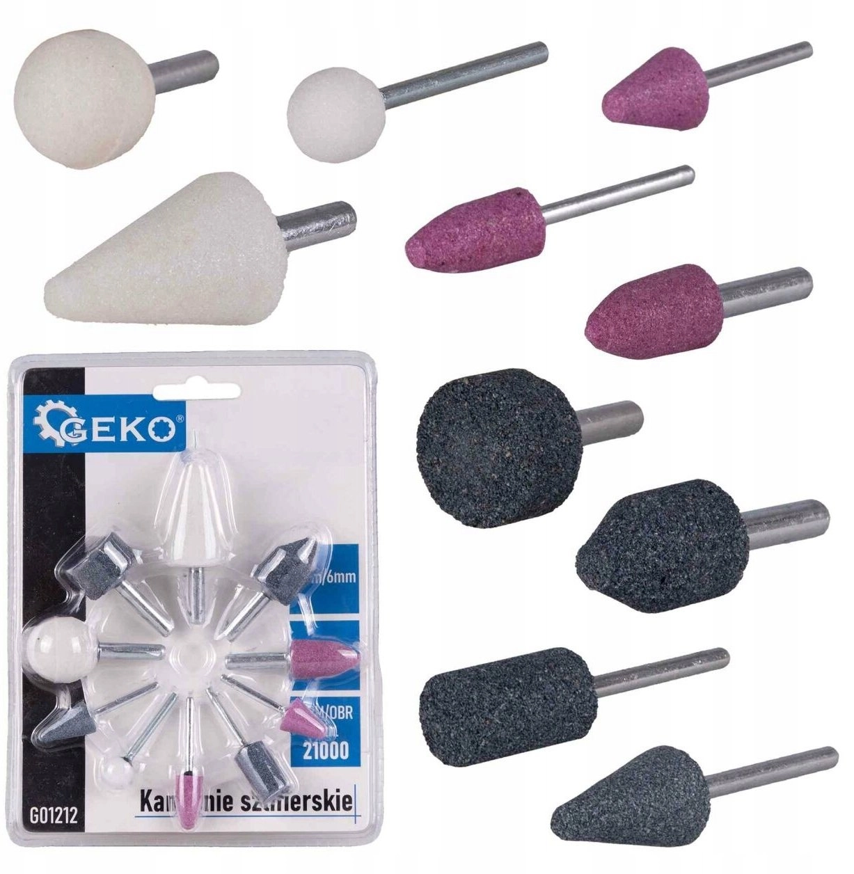 Grinding stones 3mm/6mm 10 pieces. (20/80)