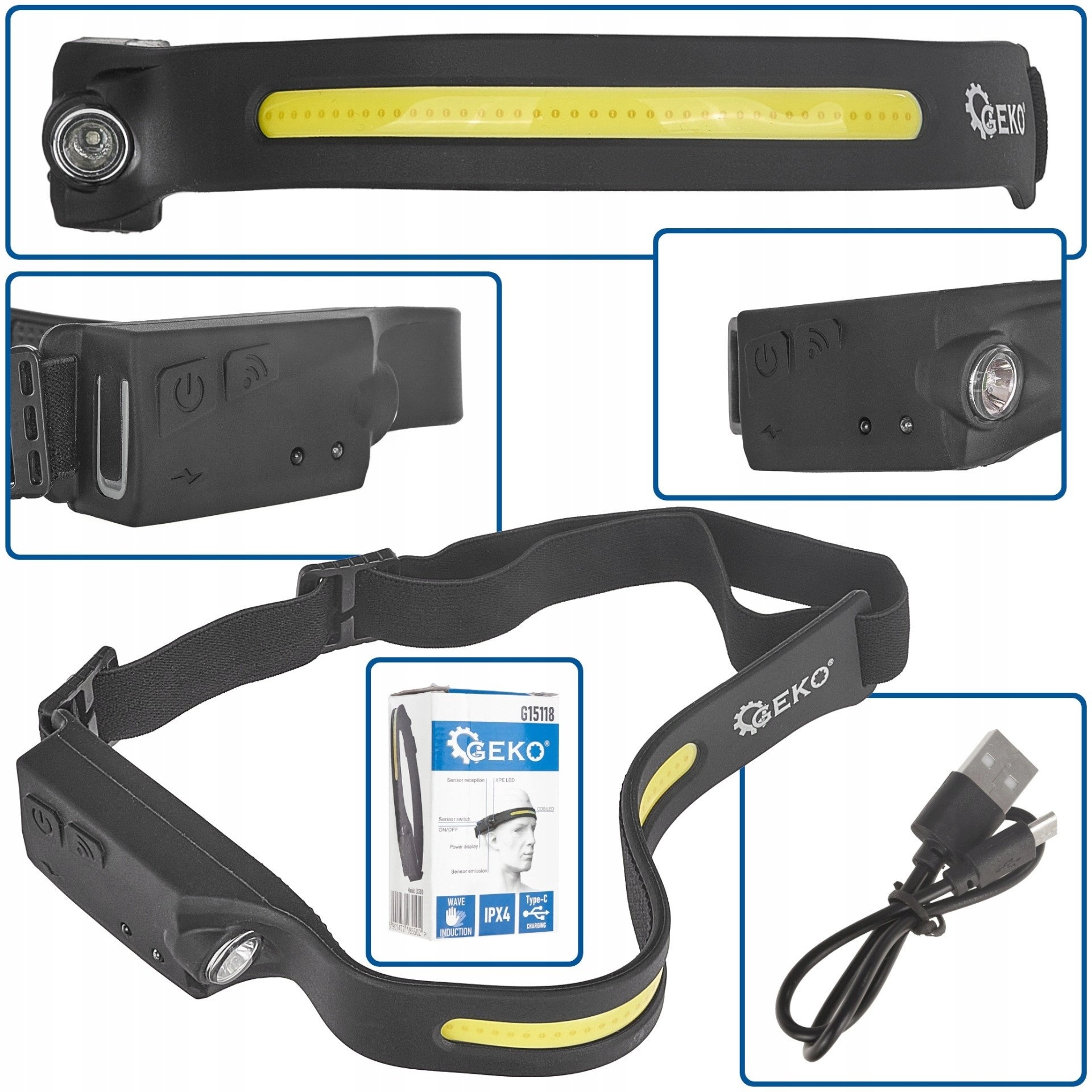 LED COB headlamp with motion sensor