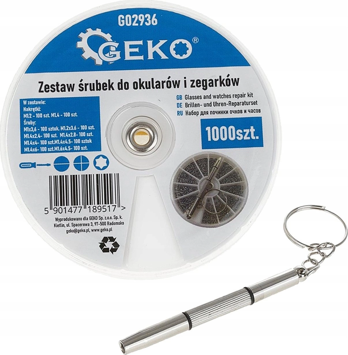 Geko Zestaw śrubek do okularów i