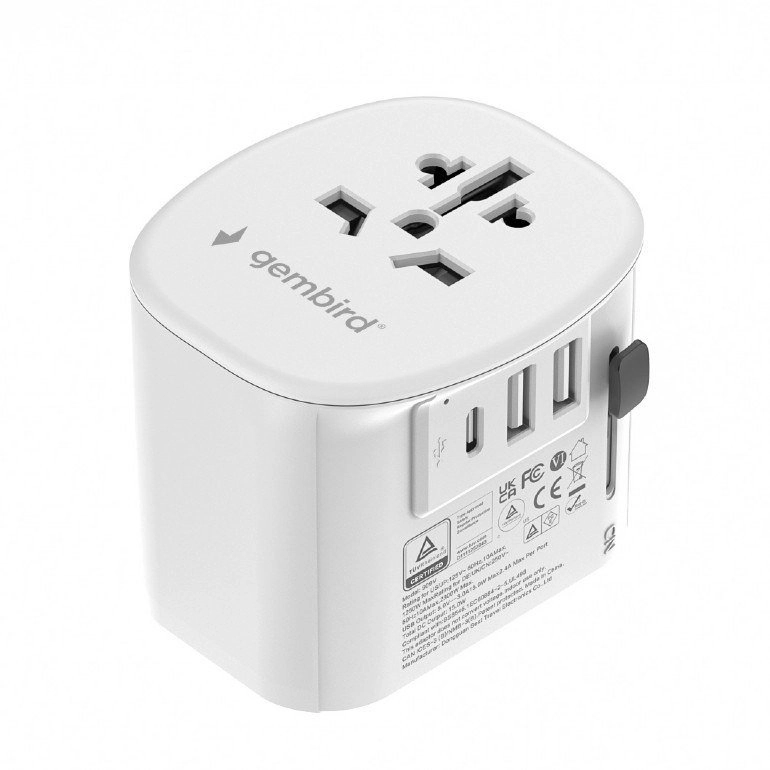 Gembird TPA-EU2A1C15-01-W Grounded universal travel power