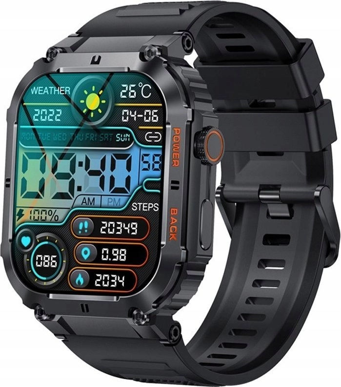Veltori VT200-1 Smartwatch  Black Silicone Strap