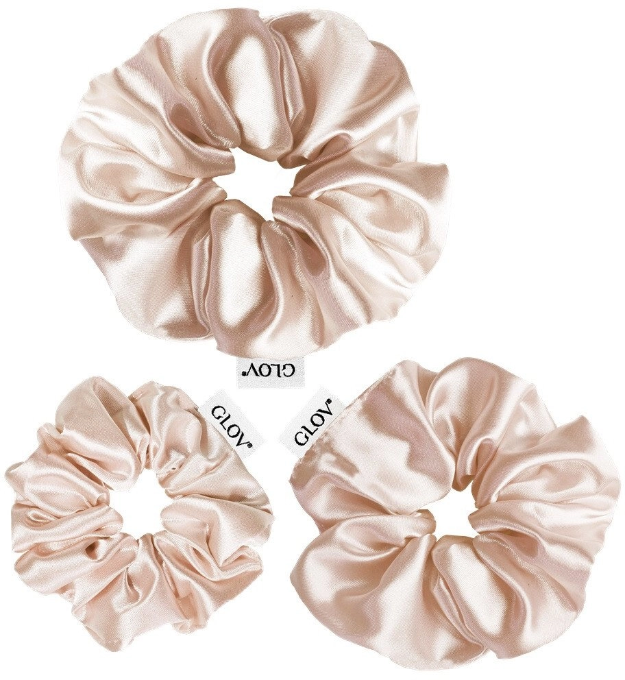 GLOV_Satin Scrunchies hair bands S/M/L Champagne
