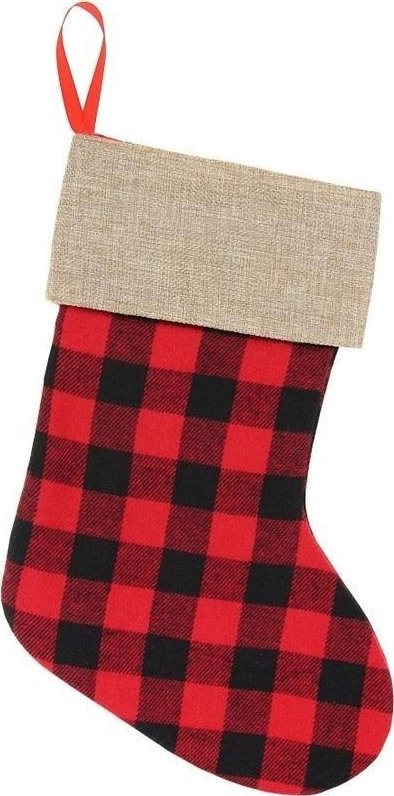 Christmas sock  black and black  checkered