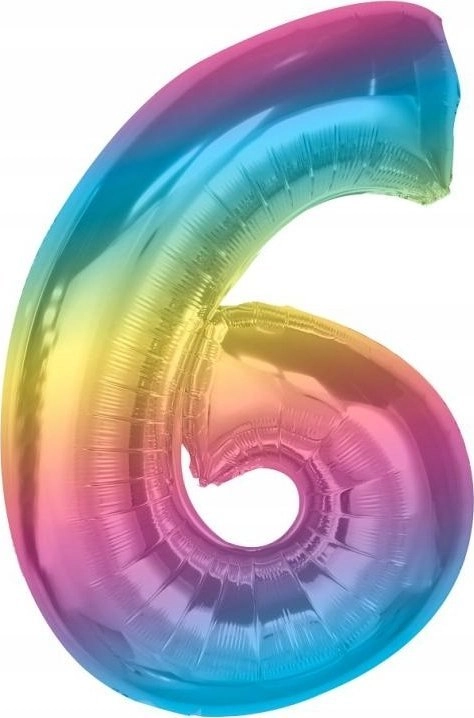 Number 6 foil balloon rainbow Smart