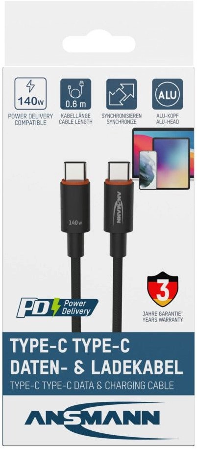 Kabel Ansmann USB-C/C  140W  60 cm