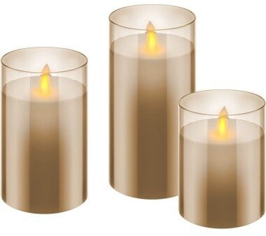 Set of three real wax LED