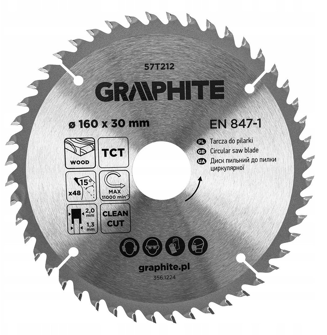 Wood cutting disc GRAPHITE 160 x