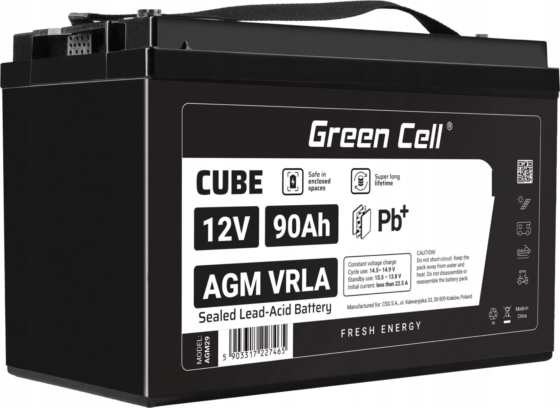 Cube AGM VRLA IP54 12V 90Ah
