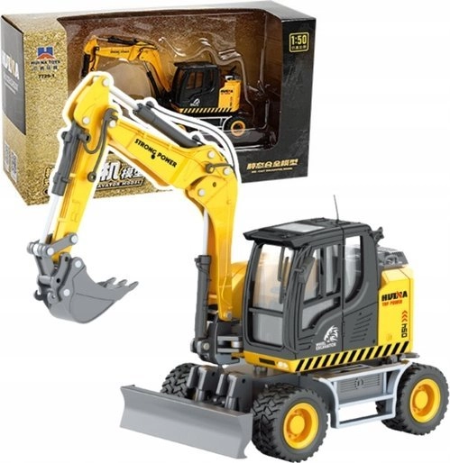 Wheeled Excavator With Bulldozer Metal Huina