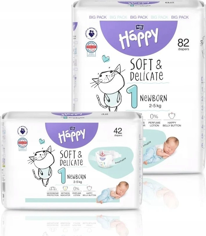 Happy HAPPY Newborn (2-5kg) diapers 42pcs