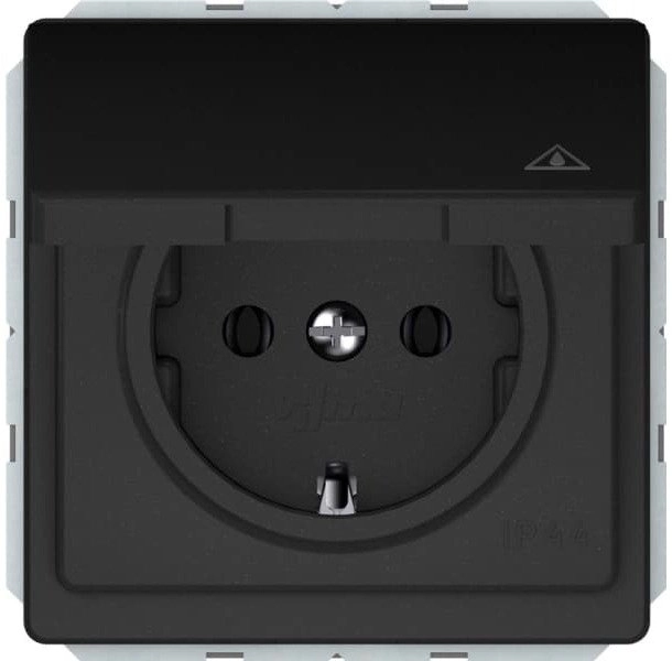 SOCKET RP16-003-02V GROUND BLACK IP44 ST