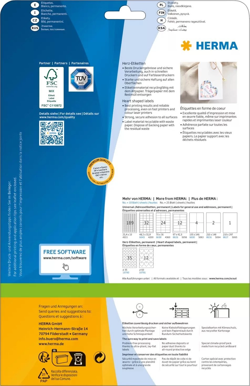 HERMA 10791 self-adhesive label Heart Permanent