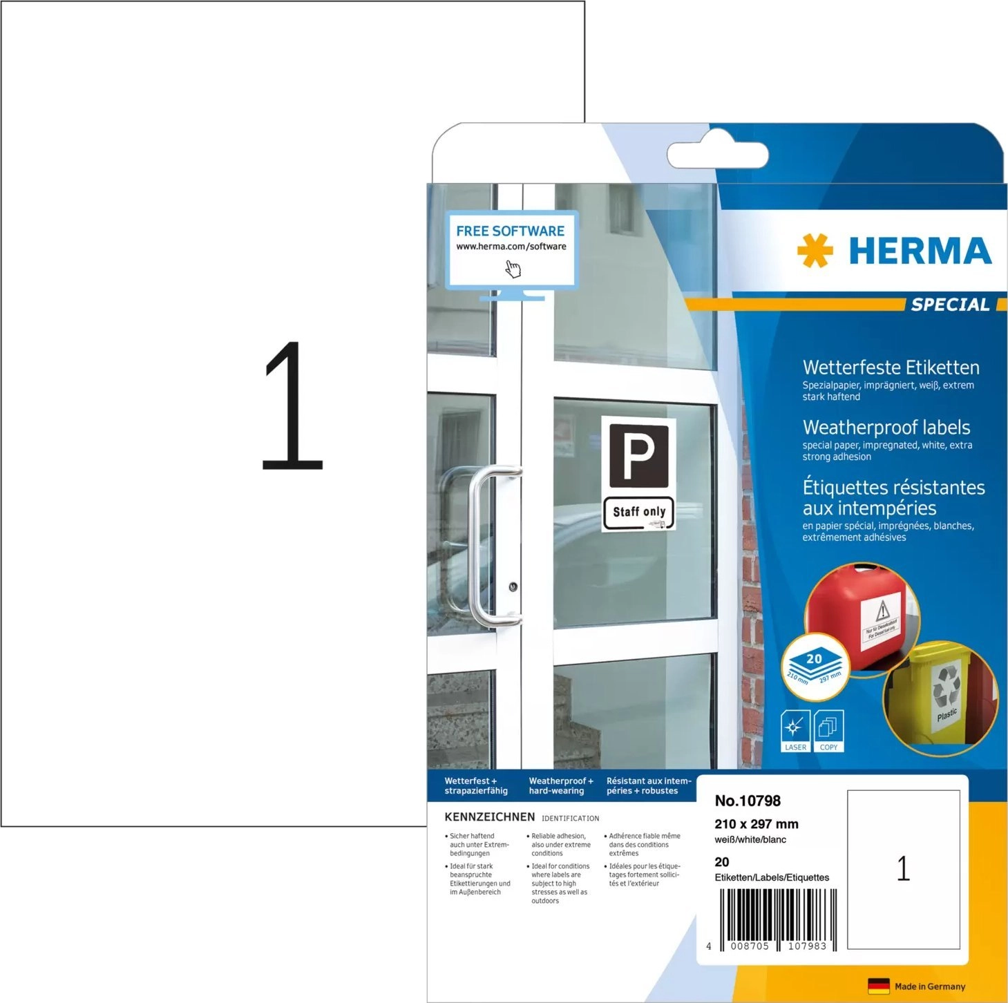 HERMA 10798 self-adhesive label Rectangle Permanent
