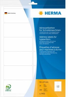 HERMA Address labels for typewriters A4