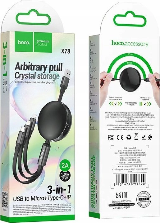 Kabel USB Hoco HOCO kabel 3w1