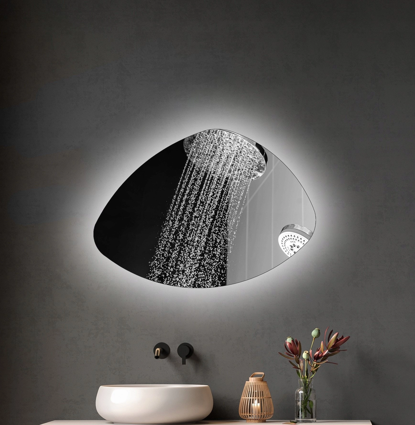 MIRROR WITH LED LUNA ORGANIC 50X70
