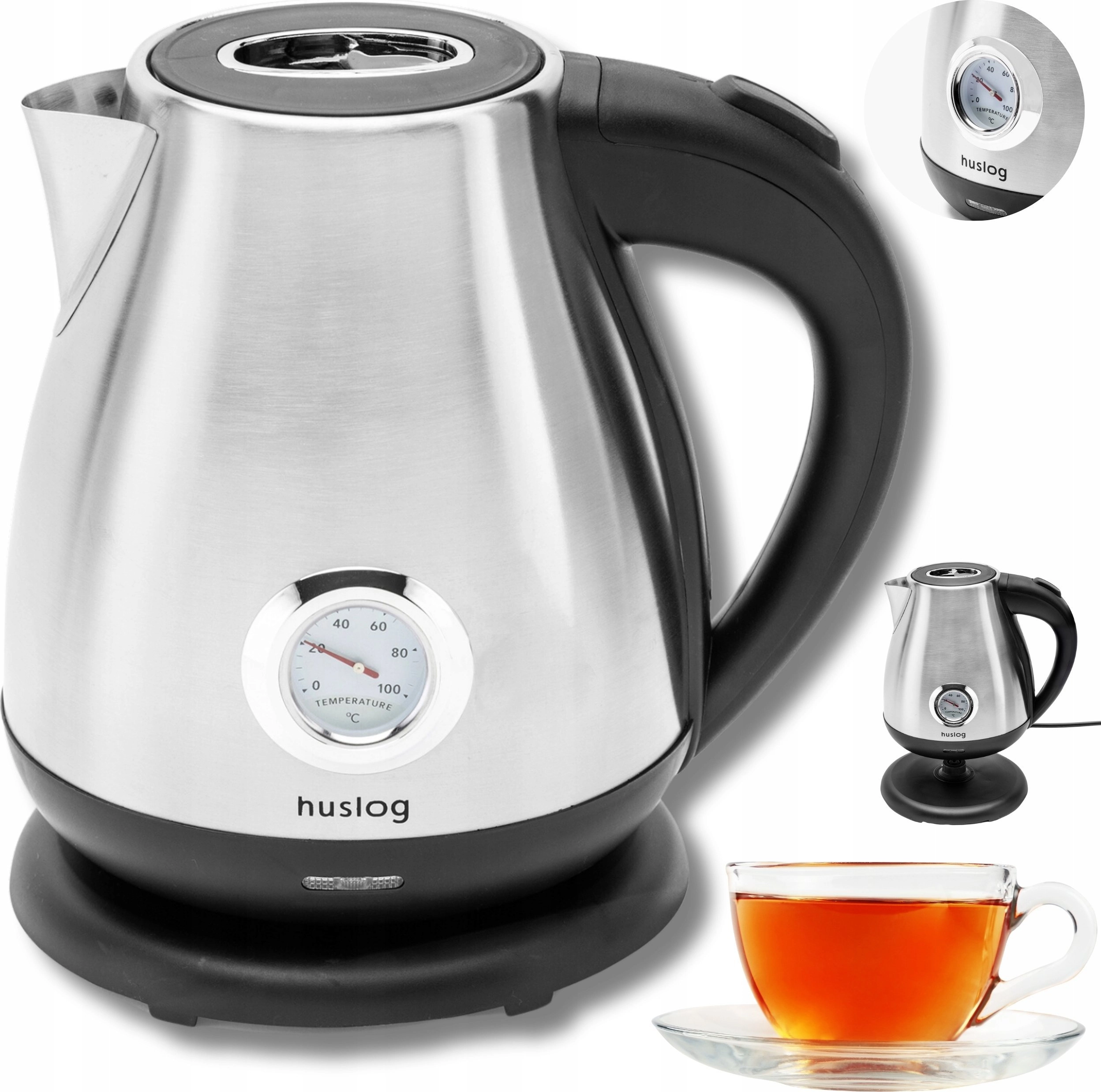 Huslog Retro electric kettle with thermometer