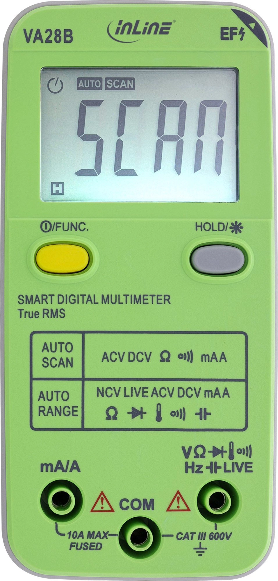 InLine multimeter with auto-range and autoscan
