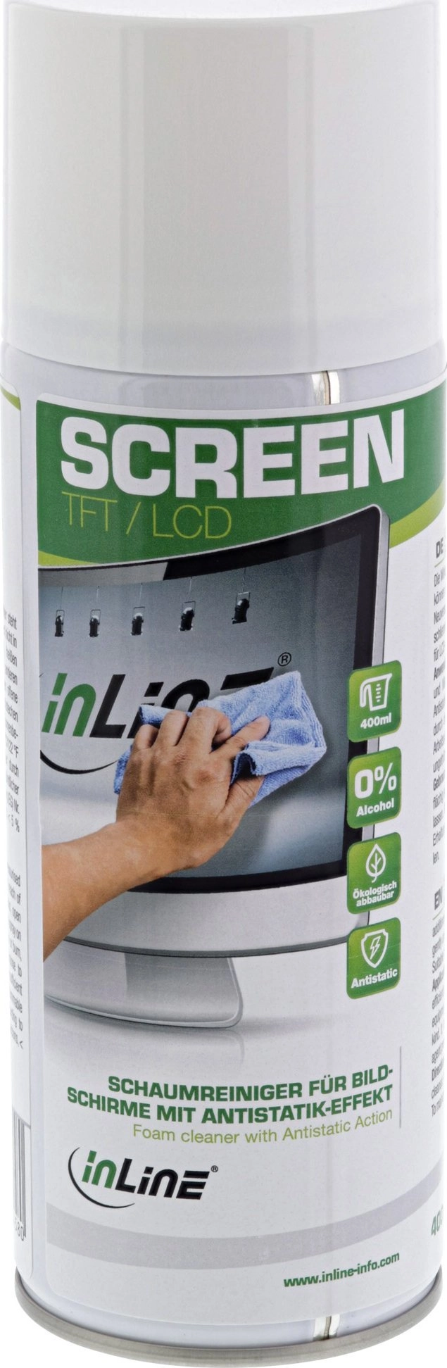 InLine foam cleaner for screens with
