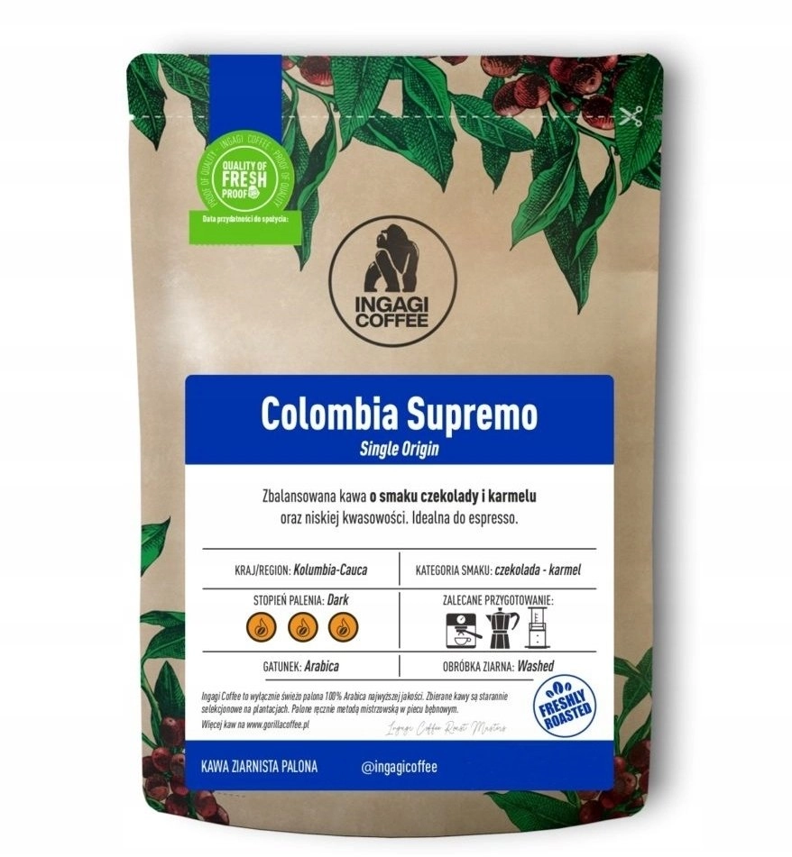 Ingagi coffee beans Colombia Supremo coffee