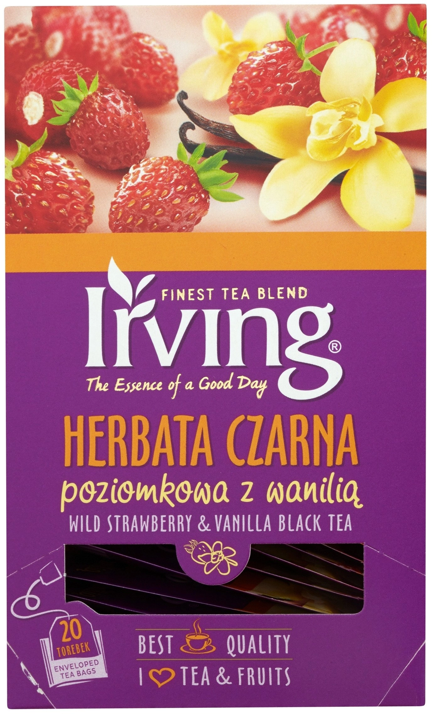 Irving HERBATA CZARNA POZIOMKOWA Z WANILIĄ