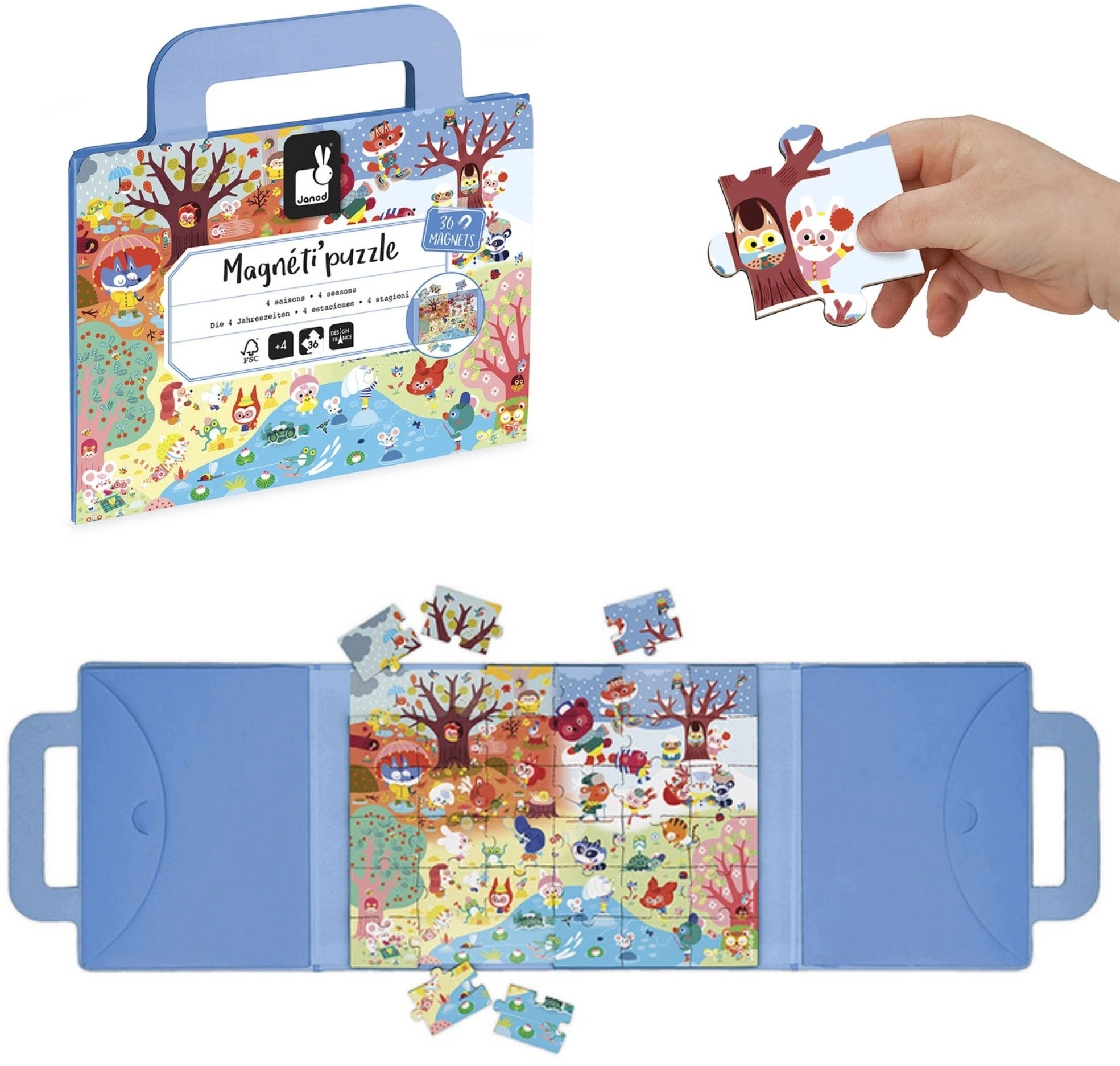 Janod 4 pory roku Magneti`puzzles 36el