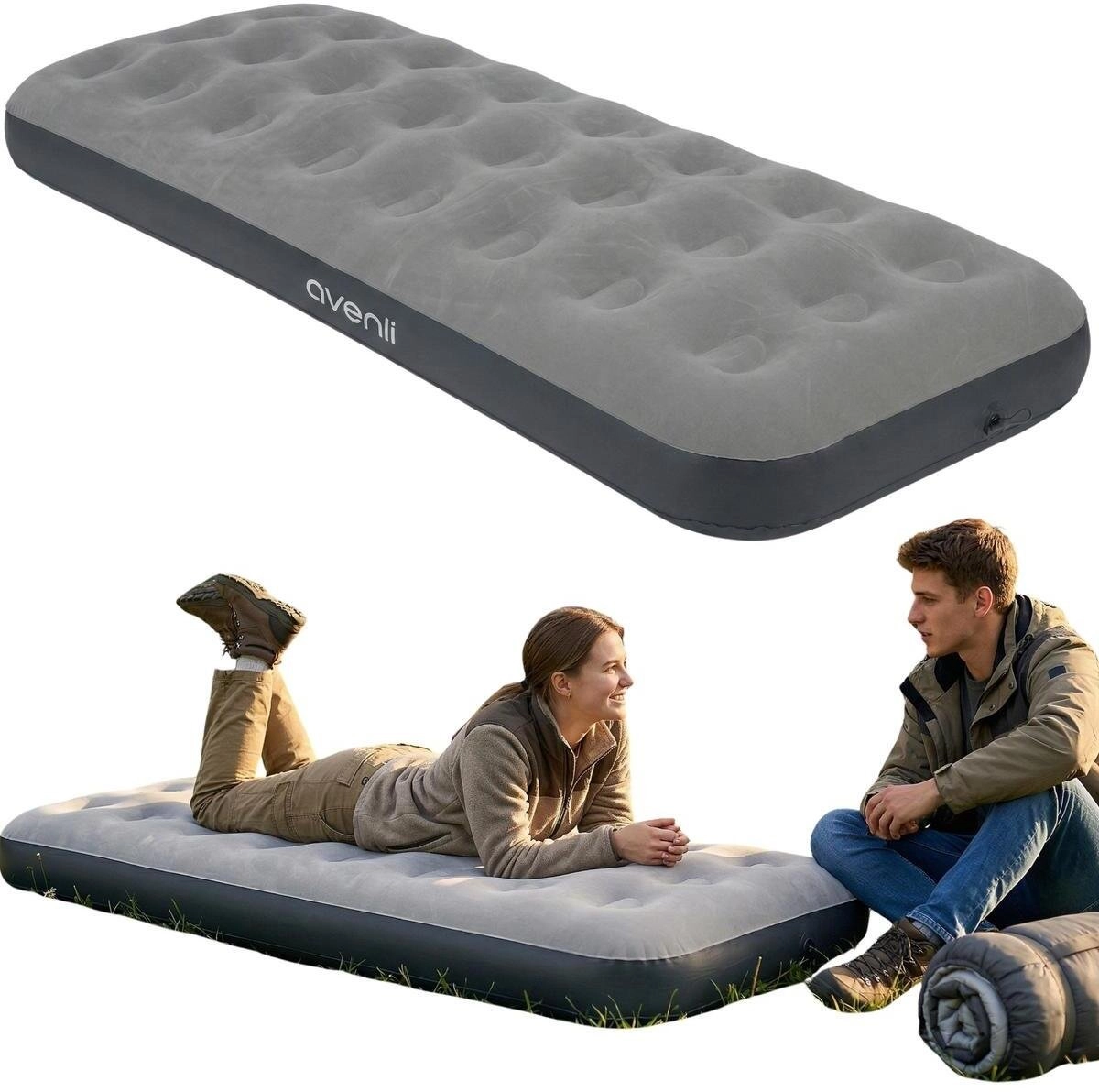 JiLong 1-PERSON FLOCKED MATTRESS GRAY 191x73x22CM