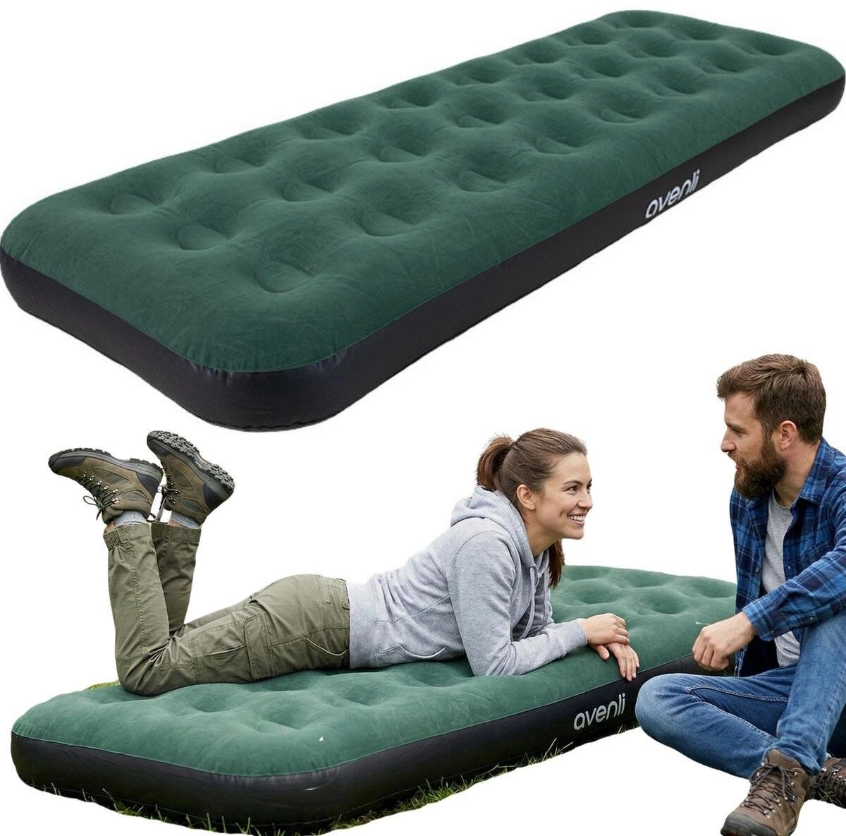 JiLong 1-PERSON FLOCKED MATTRESS GREEN 191x73x22CM