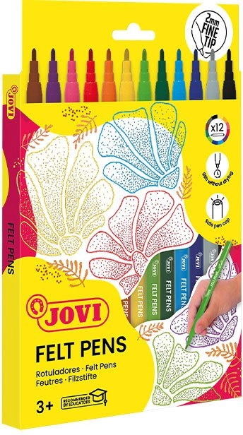 Mazaki cienkie 12 kolorów JOVI 8412027035019
