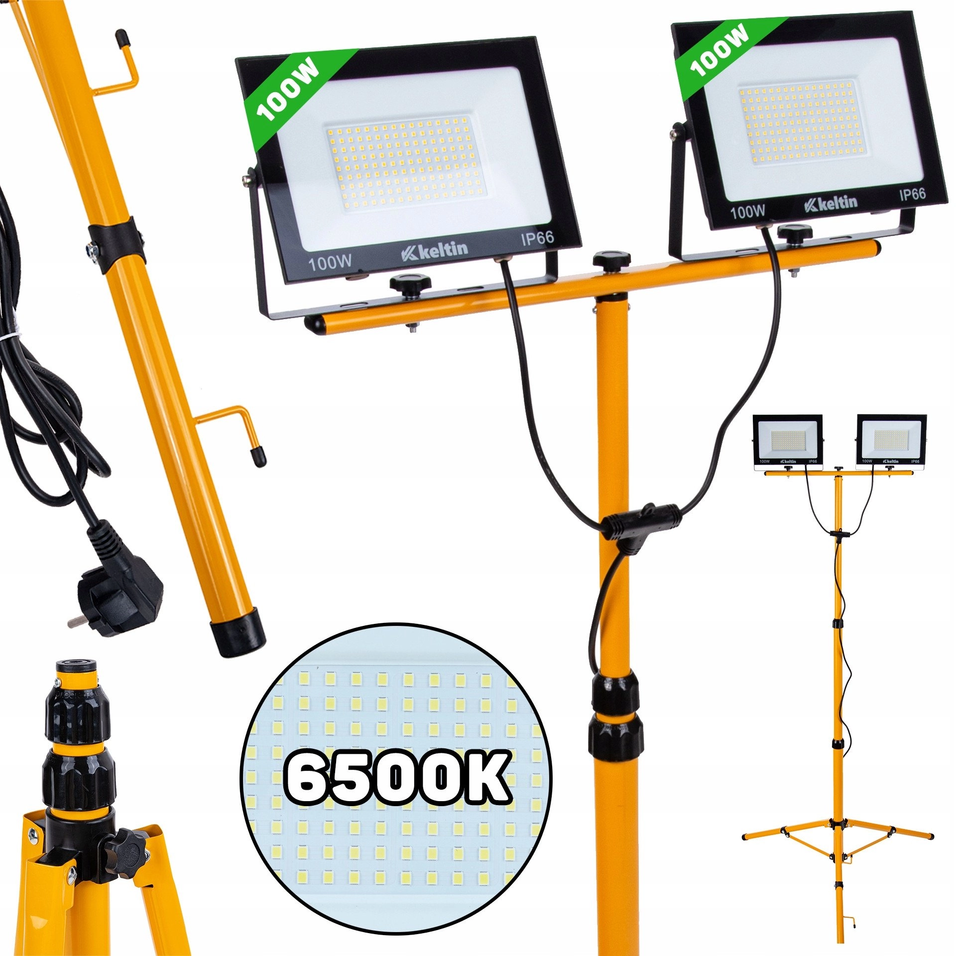 Naświetlacz LED 2x100W ze statywem budowlanym