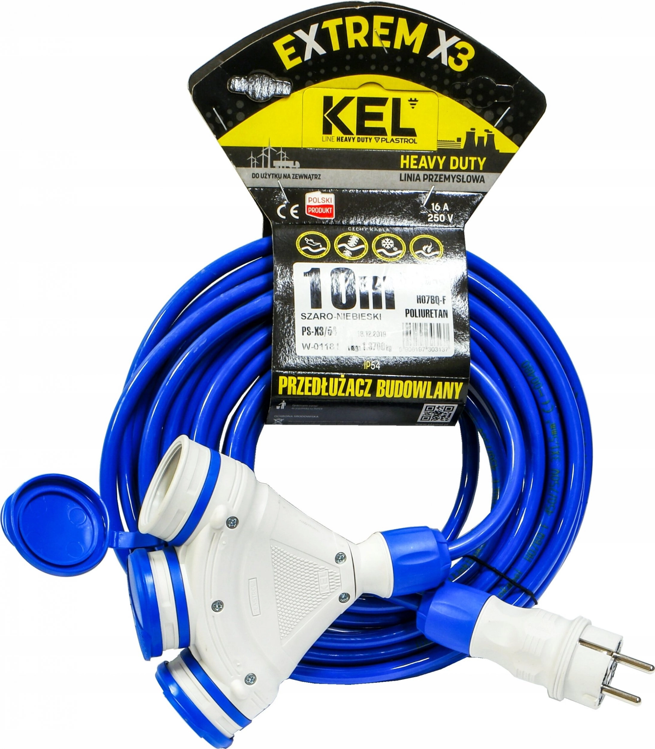 KEL Construction extension cable 3-sockets w/u