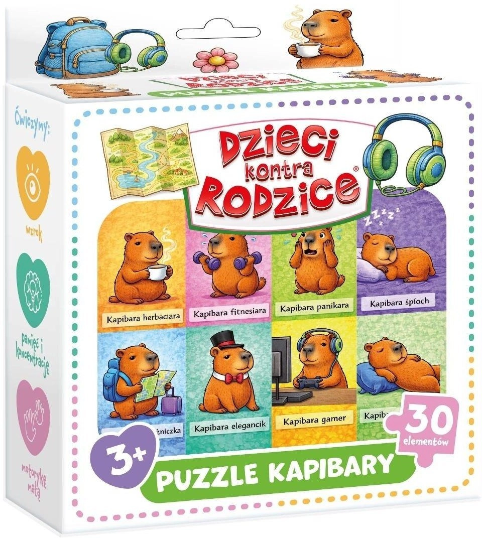 Puzzle 30 kapibary dzieci kontra rodzice