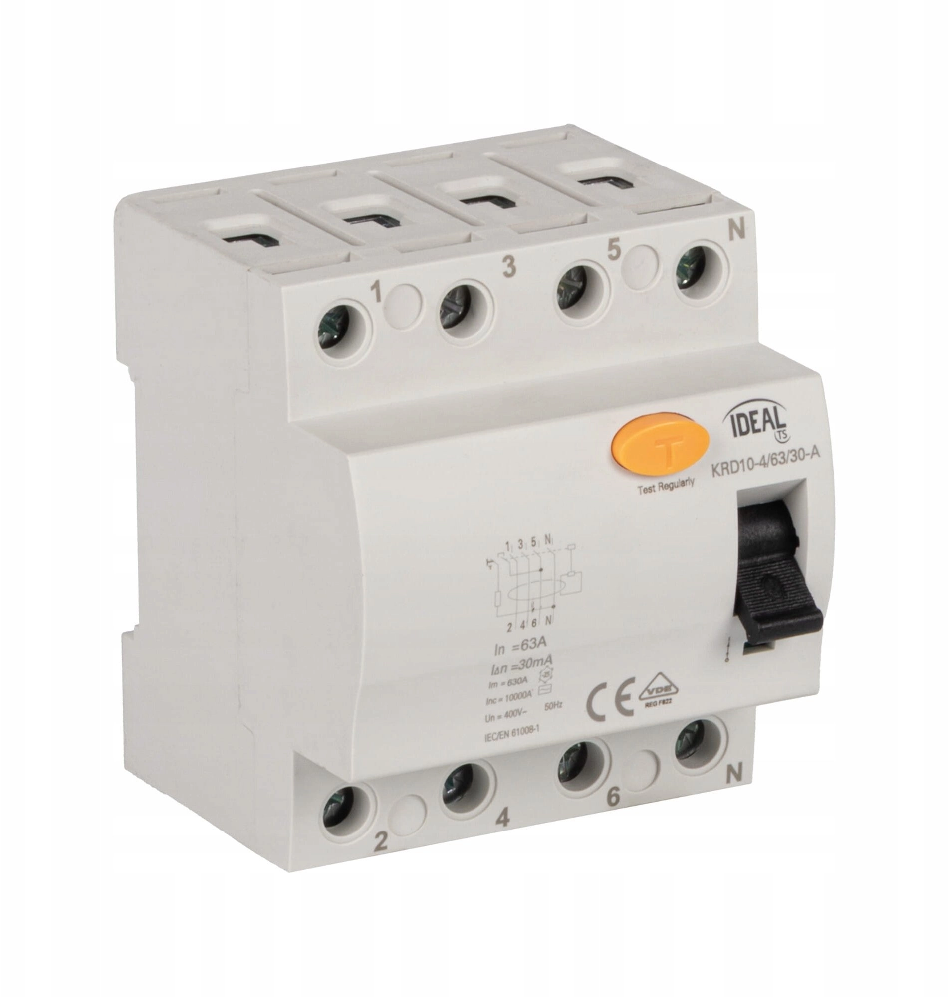 Residual current circuit breaker 4P 63A