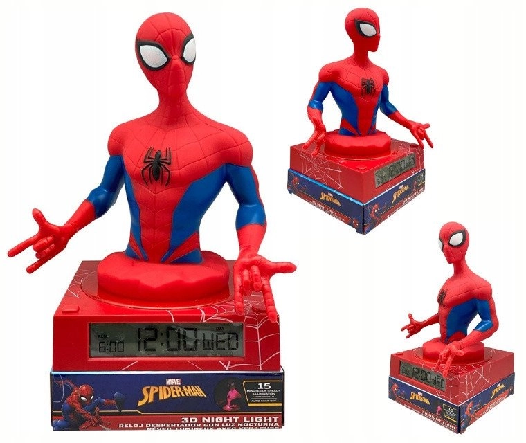 Lampka 3d z budzikiem spiderman spd3621