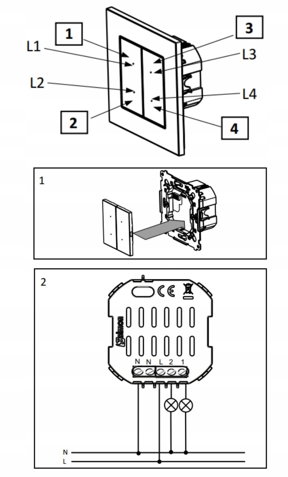 Double lighting button controller KontaktSimon Simon