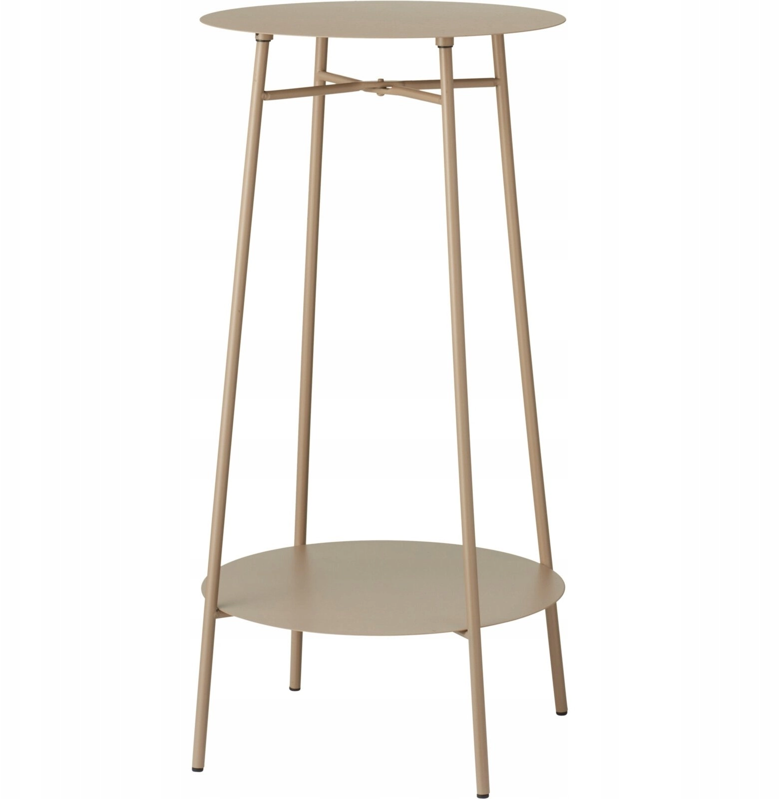 Two-tier metal beige stool table  35x60cm