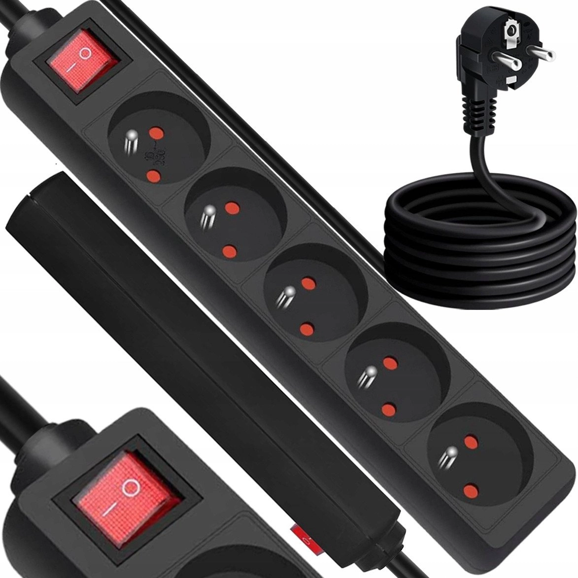 Power extension cable  5 sockets  with
