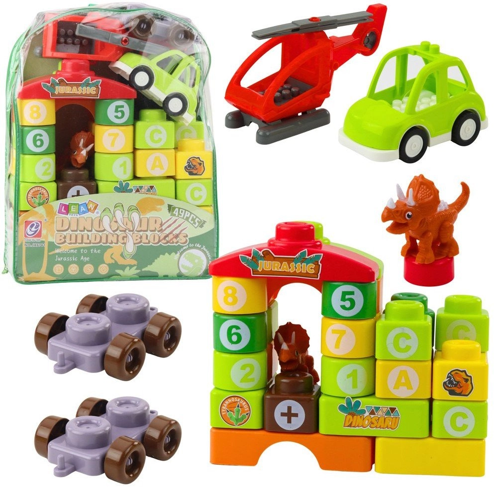 Klocki Konstrukcyjne Edukacyjne W Plecaku Dinozaury