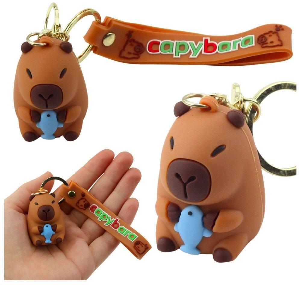 Keyring Figurine Capybara With Dolphin Pendant