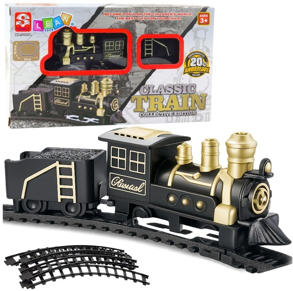 Classic locomotive  freight wagon with tracks