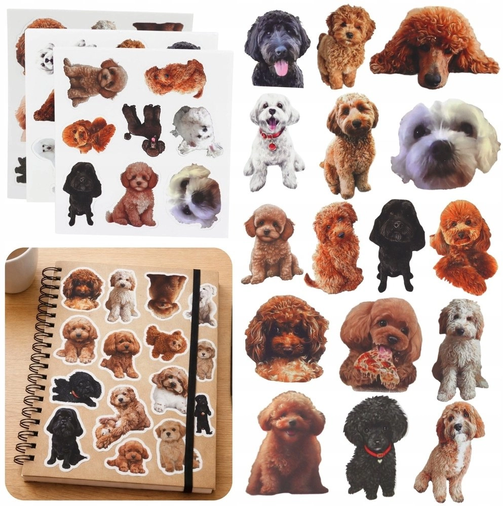 Set of stickers with poodles and
