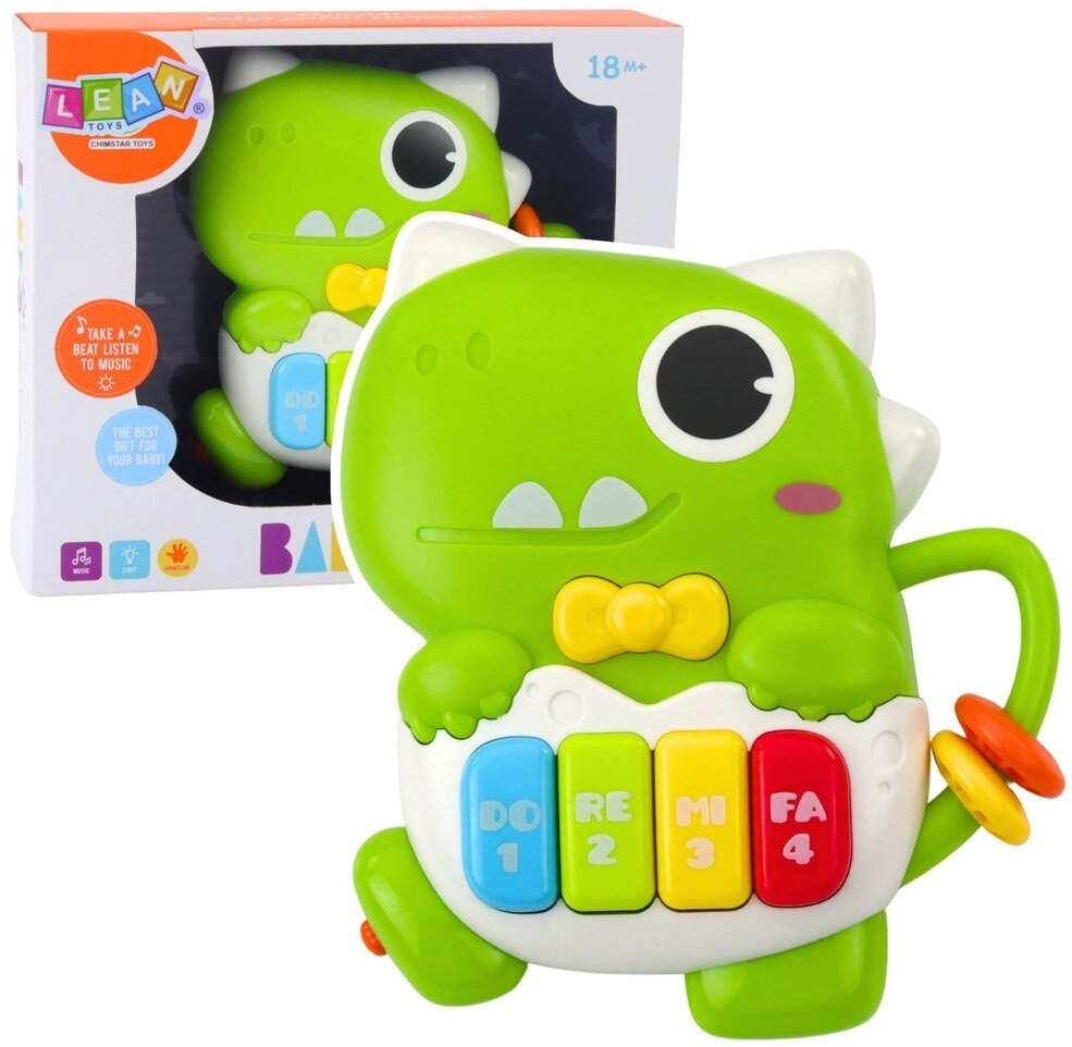 Mini pianinko Dinozaur zielony światło dźwięk