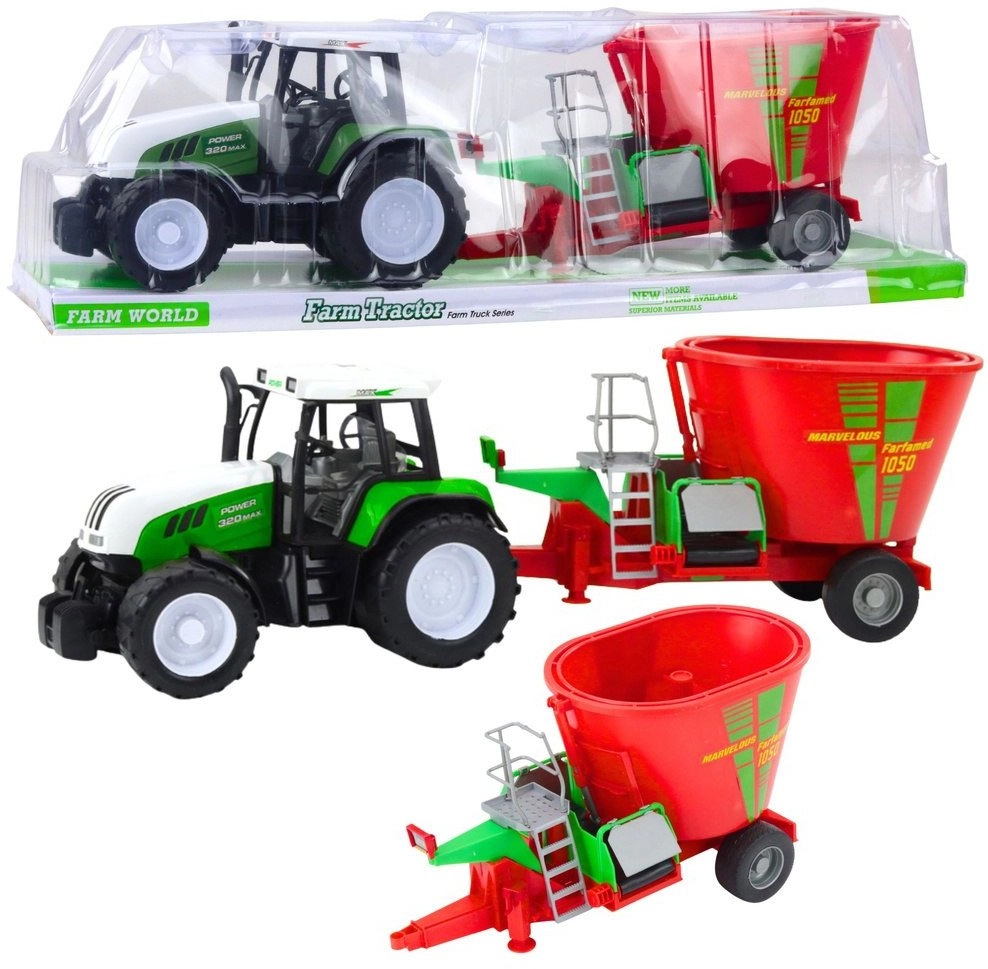 Agricultural tractor with a feed mixer