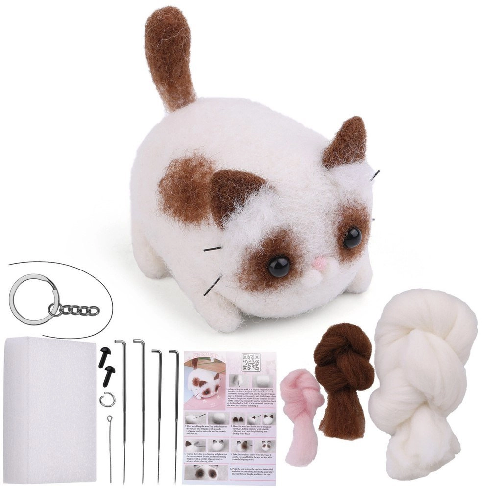 Creative Felting Kit DIY Kitten Brown