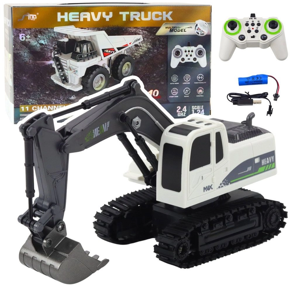RC Crawler Excavator Lights Sounds White