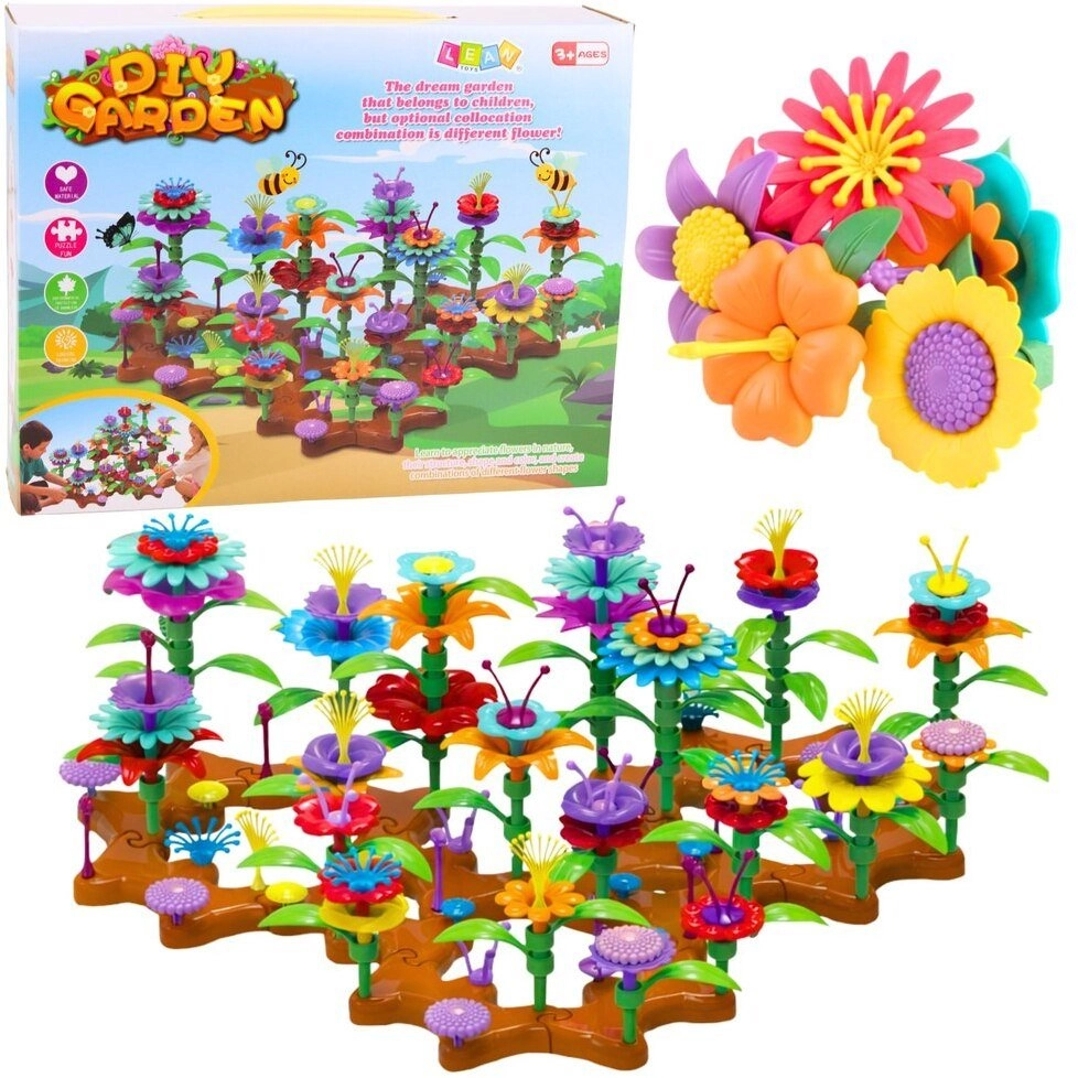 LeanToys Set Construction Blocks Flowers DIY