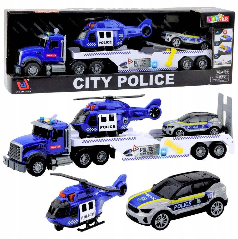 Lean Toys Police Truck with helicopter