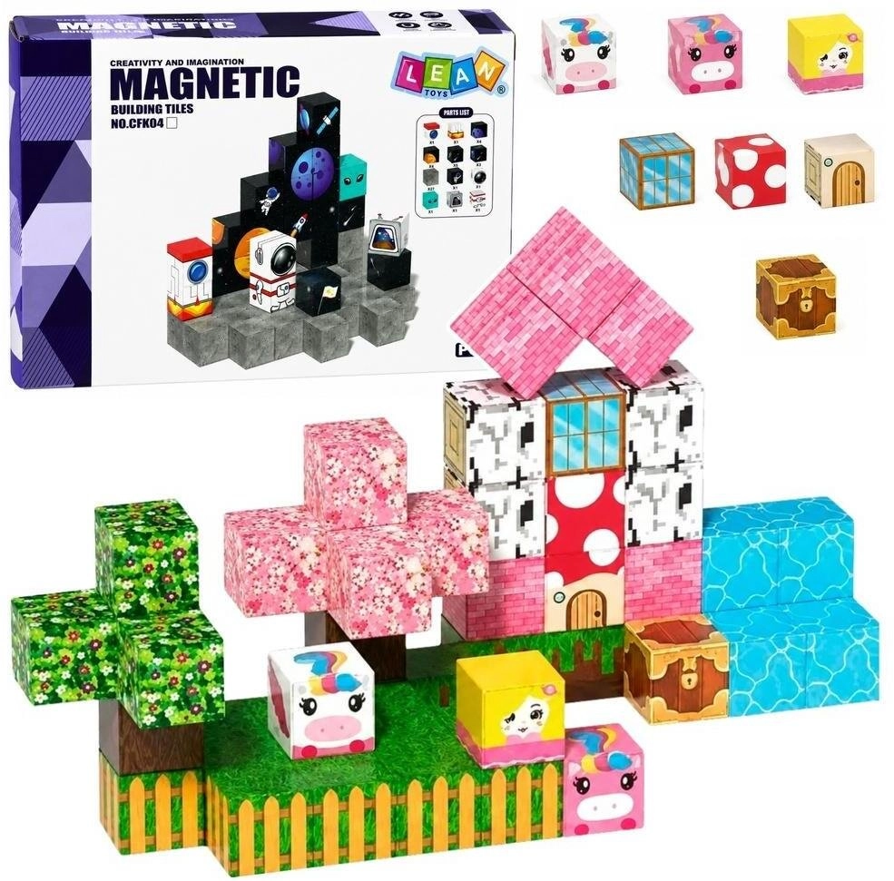 LeanToys Set Magnetic Blocks Cubes Cubes